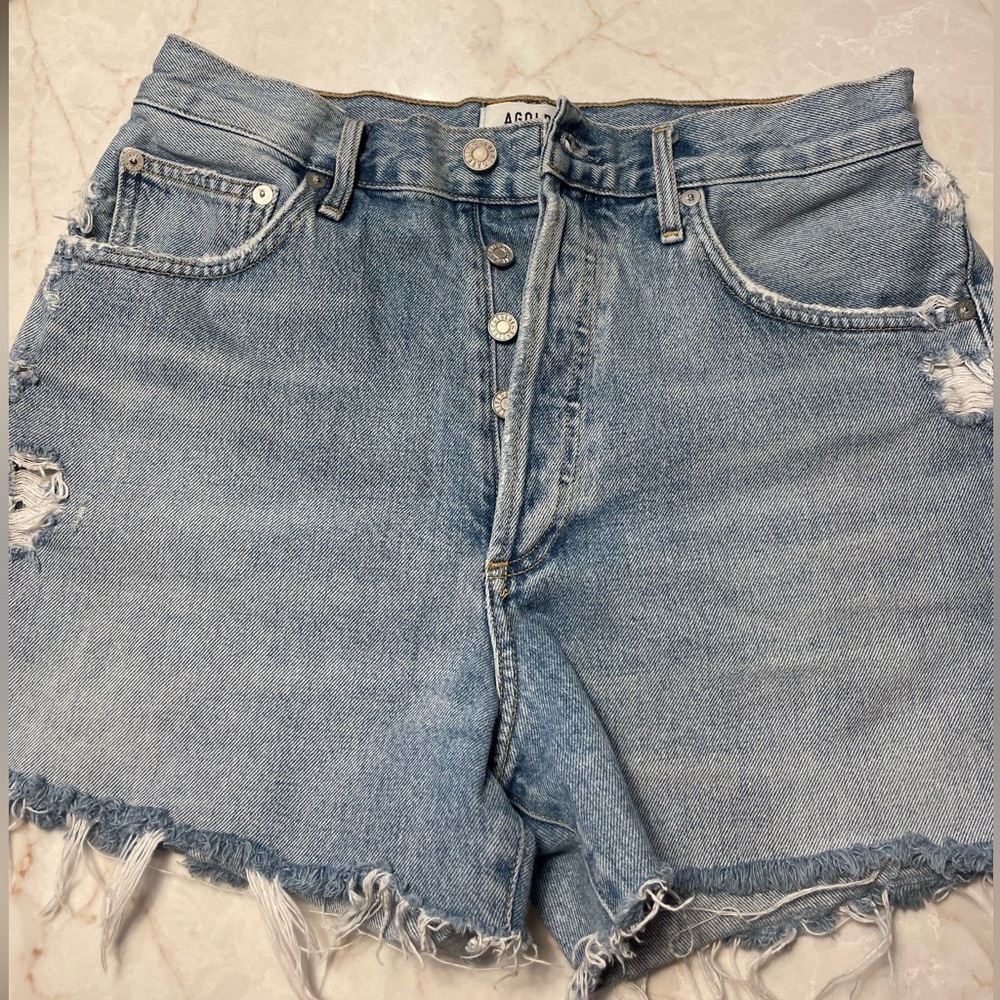 Agolde Dee super high rise organic shorts in Chime- light washed, size 28